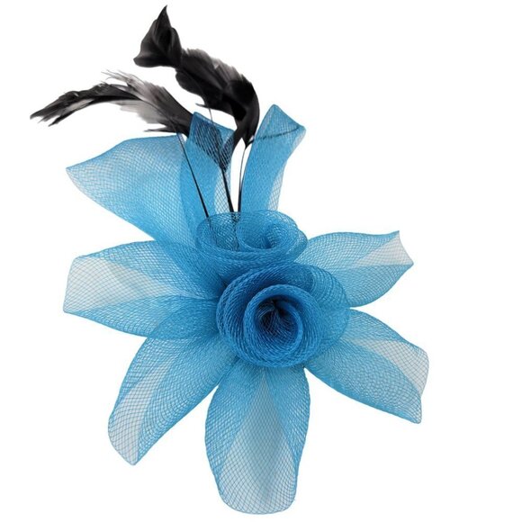 Blue Floral Fascinator Hair Clip Flower Corsage Flower Floral Hair Accessory - Picture 2 of 10